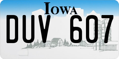 IA license plate DUV607