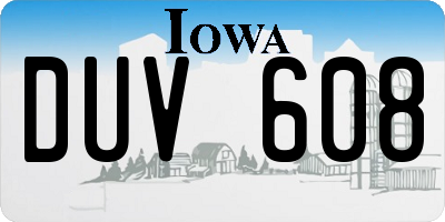 IA license plate DUV608