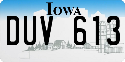 IA license plate DUV613