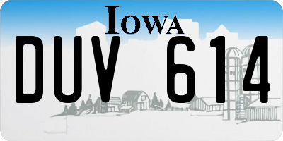 IA license plate DUV614