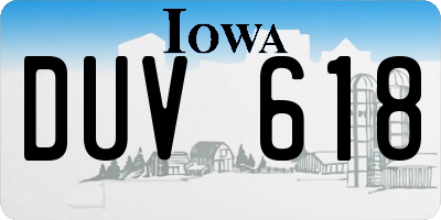 IA license plate DUV618