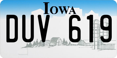 IA license plate DUV619