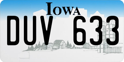 IA license plate DUV633