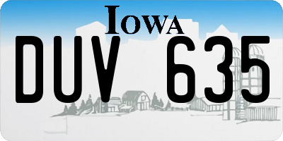 IA license plate DUV635