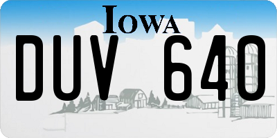 IA license plate DUV640