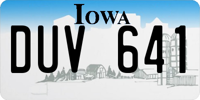 IA license plate DUV641