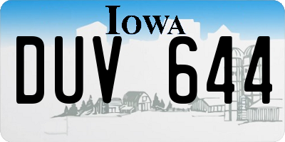 IA license plate DUV644