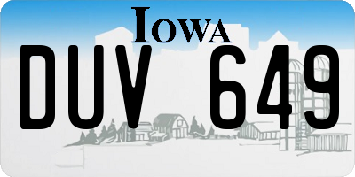 IA license plate DUV649