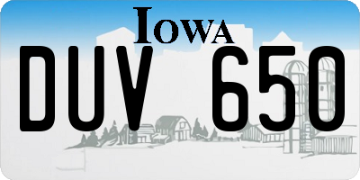 IA license plate DUV650