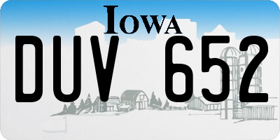 IA license plate DUV652