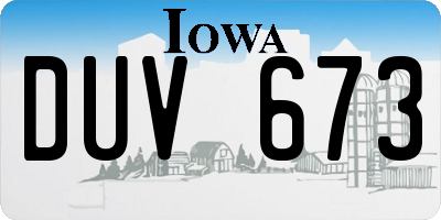 IA license plate DUV673