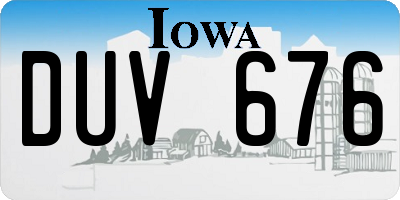 IA license plate DUV676