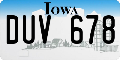 IA license plate DUV678