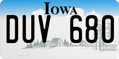 IA license plate DUV680