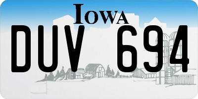 IA license plate DUV694