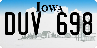 IA license plate DUV698
