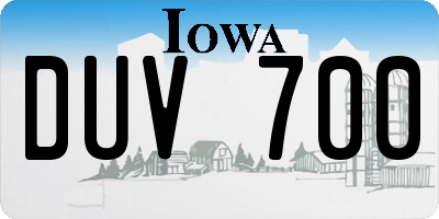 IA license plate DUV700