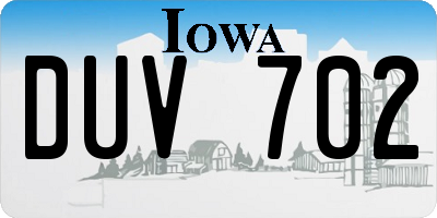 IA license plate DUV702