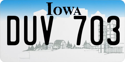 IA license plate DUV703