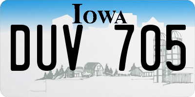 IA license plate DUV705