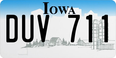 IA license plate DUV711