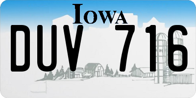 IA license plate DUV716