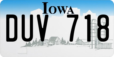 IA license plate DUV718