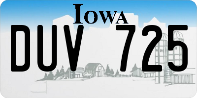 IA license plate DUV725