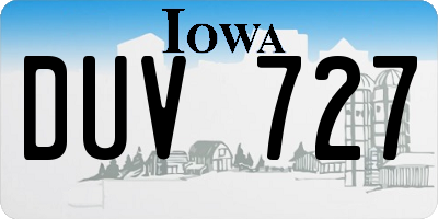 IA license plate DUV727