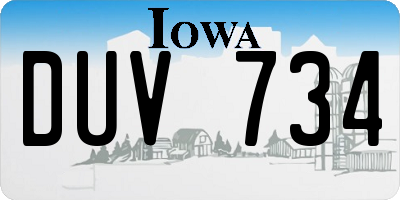 IA license plate DUV734