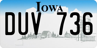 IA license plate DUV736