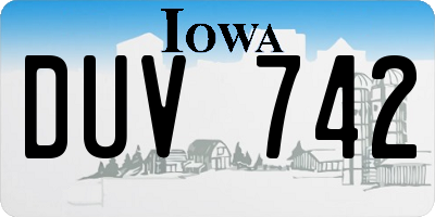 IA license plate DUV742