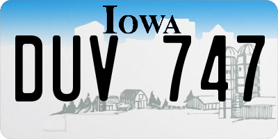 IA license plate DUV747