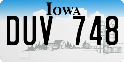 IA license plate DUV748