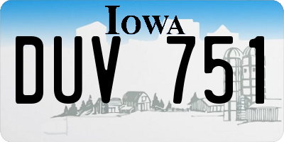 IA license plate DUV751