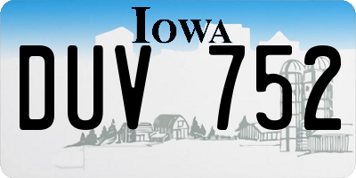 IA license plate DUV752