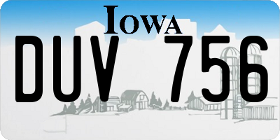 IA license plate DUV756