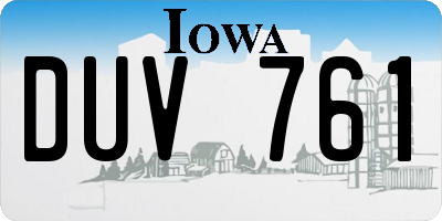 IA license plate DUV761
