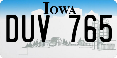 IA license plate DUV765