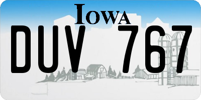 IA license plate DUV767