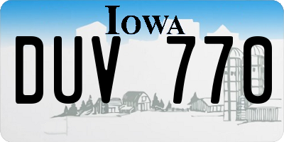 IA license plate DUV770