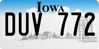 IA license plate DUV772
