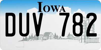 IA license plate DUV782