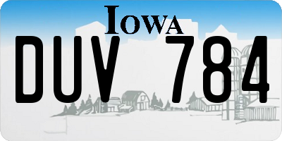 IA license plate DUV784