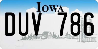 IA license plate DUV786