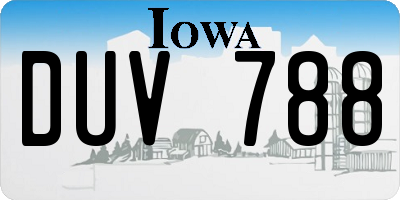 IA license plate DUV788