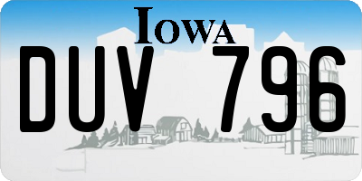 IA license plate DUV796
