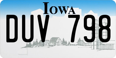 IA license plate DUV798