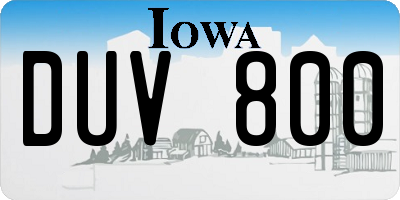 IA license plate DUV800