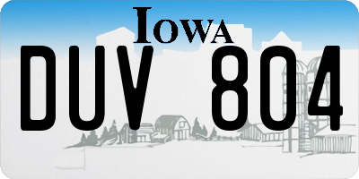 IA license plate DUV804